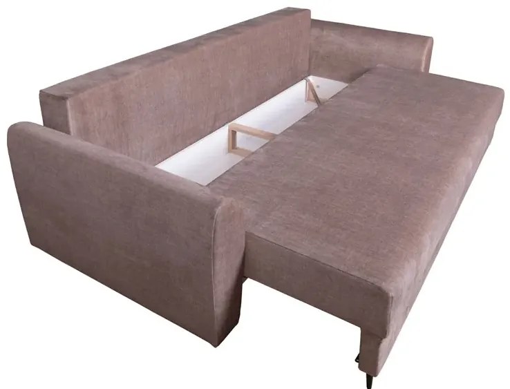 Beżowa rozkładana sofa z pojemnikiem Luxero