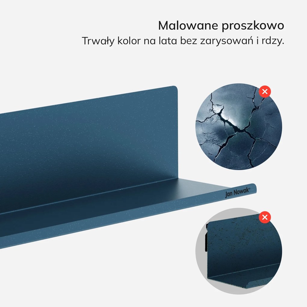 Metalowa półka ścienna Modern Joanne 70 cm, kolor granatowy