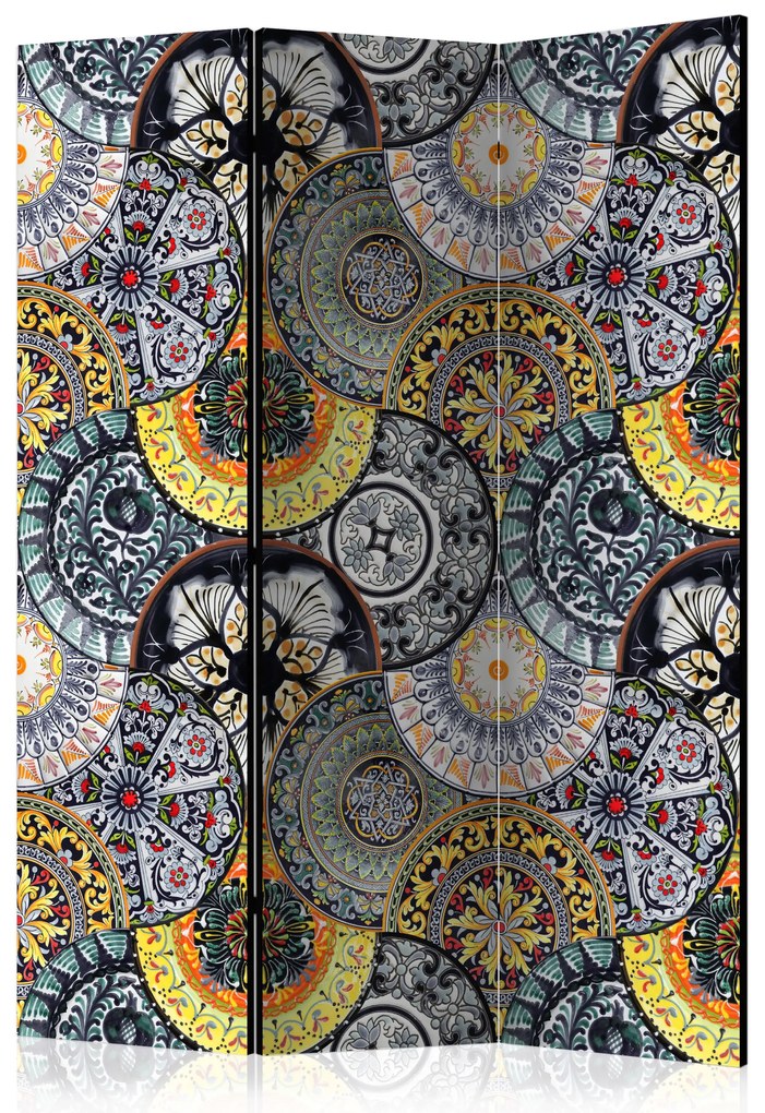 Parawan dwustronny Kwiaty 135x172 cm 3-częściowy szary ARTGEIST B