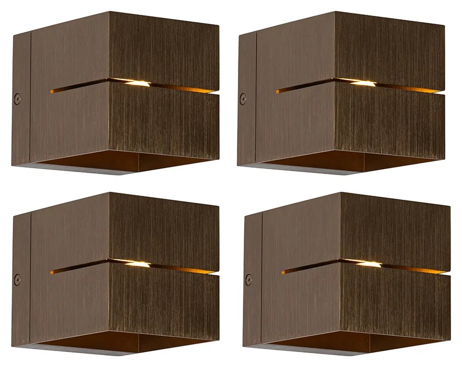 Zestaw 4 inteligentnych lamp ściennych w kolorze ciemnego brązu 9,7 cm z Wi-Fi G9 - Transfer Groove