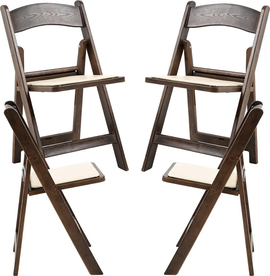 Pakiet 4 skadanych krzese Gala z poduszk z efektem drewna