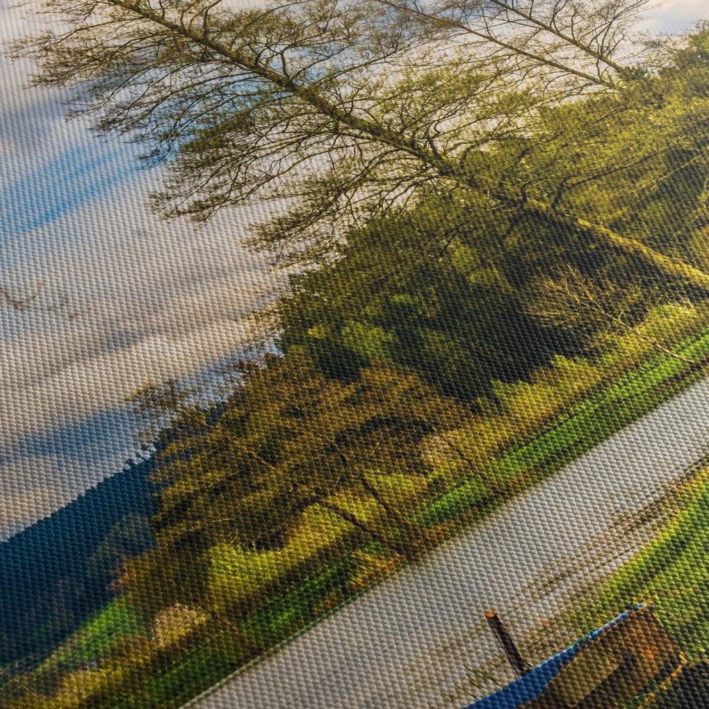 Obraz łodzi nad jeziorem (170x50 cm)