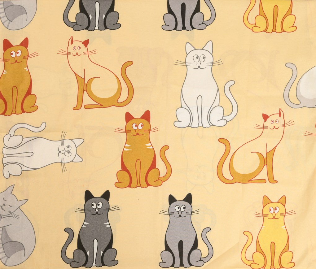 PrzytulneMieszkanie.pl PrzytulneMieszkanie.pl Bawełniana pościel CHROMA CATS kremowa Rozmiar pościeli: 2 szt 70 x 90 cm | 200 x 220 cm