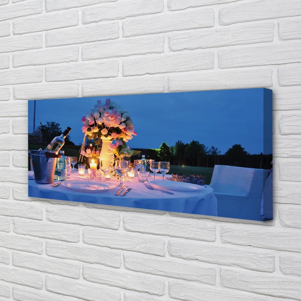 Fotoobraz na płótnie Kwiatowa Kolacja przy Winie