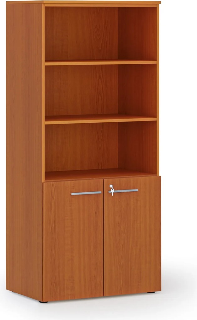 Szafa biurowa z drzwiami niskimi PRIMO WOOD, 800 x 500 x 1781 mm, czereśnia