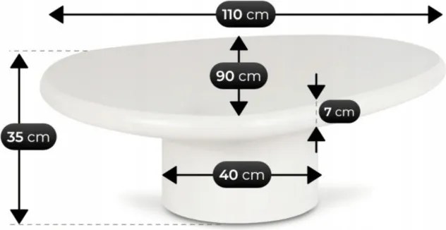 Stolik Kawowy EMILE 110 cm Biały Nowoczesny