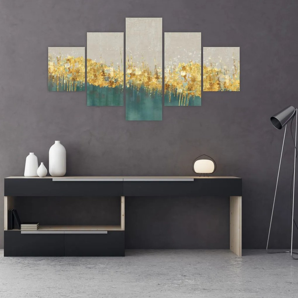 Obraz - Tekstura ze złotą dekoracją (125x70 cm)
