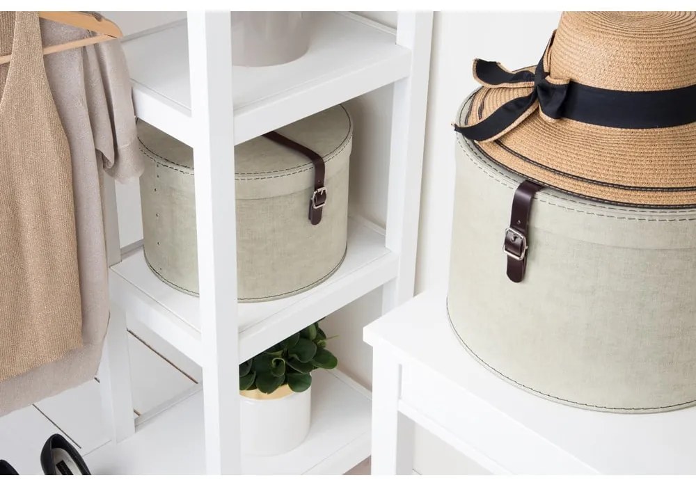 Beżowe kartonowe pojemniki zestaw 2 szt. z pokrywką ø 37,5x25 cm Rut Canvas Paper Laminate – Bigso