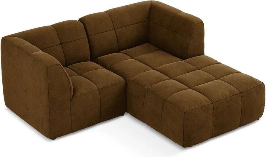 Musztardowy aksamitny narożnik (prawostronny/z szezlongiem) Aloha – Makamii