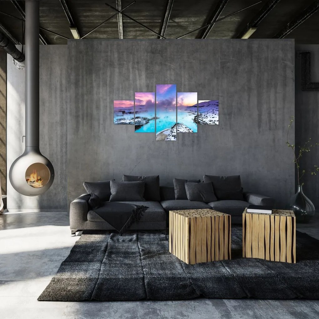 Obraz - Błękitna laguna na Islandii (125x70 cm)