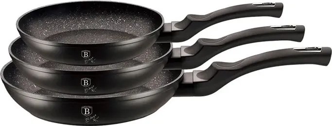 Czarny zestaw 3 aluminiowych patelni - Tulami 10X