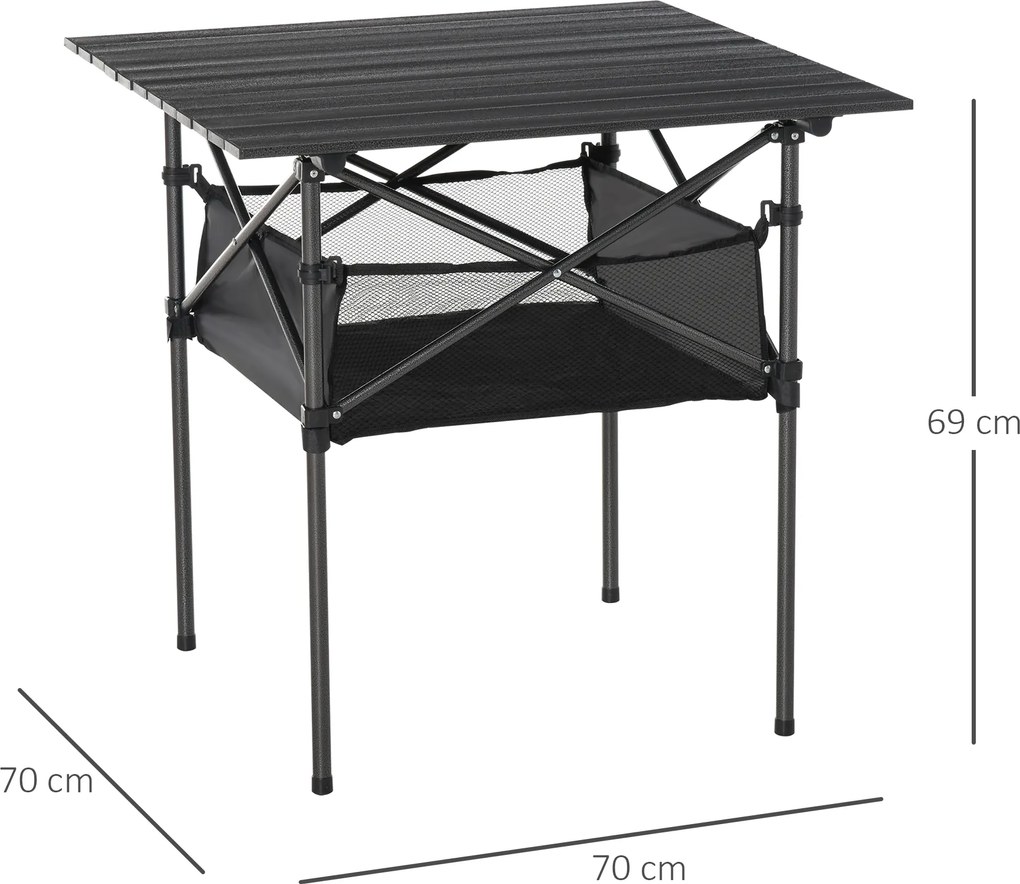 Outsunny aluminiowy składany stół kempingowy, 70 cm x 70 cm x 69 cm