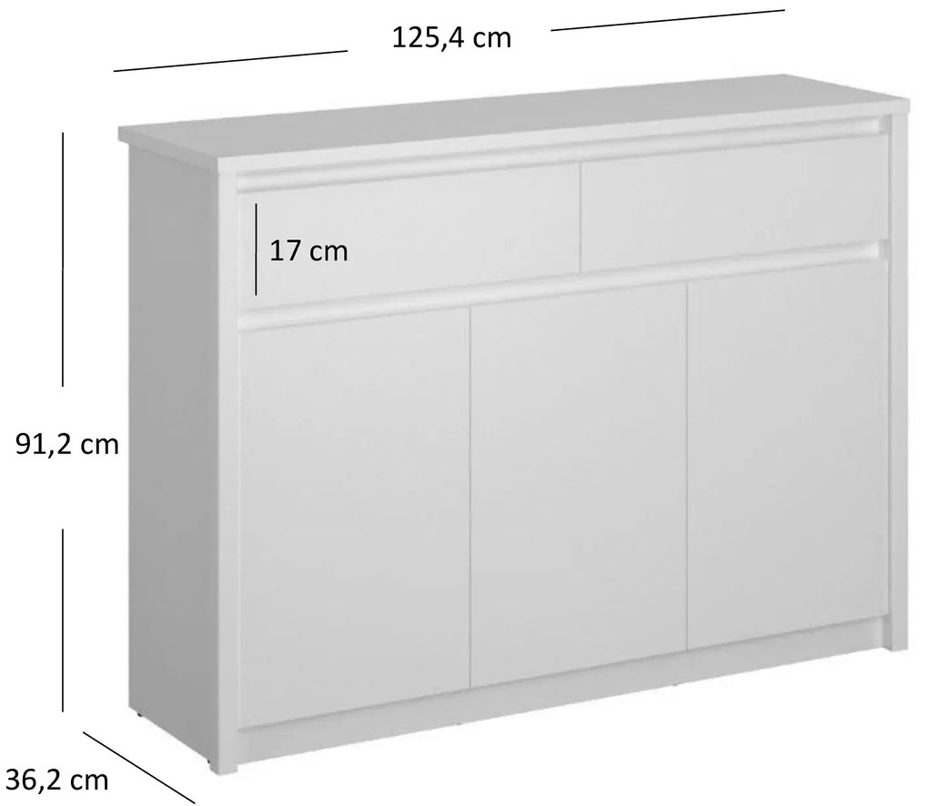 Biała długa komoda w stylu skandynawskim A8-G91