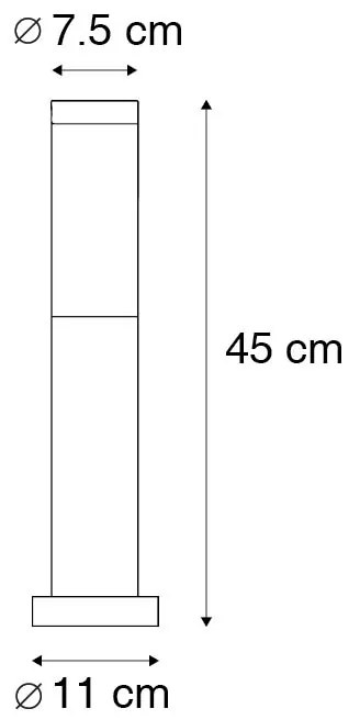 Zewnetrzna Lampa zewnętrzna na słupie antracytowa 45 cm IP44 - Rox zkołkiem gruntowym iprzepustnicą kablową Nowoczesny Oswietlenie zewnetrzne