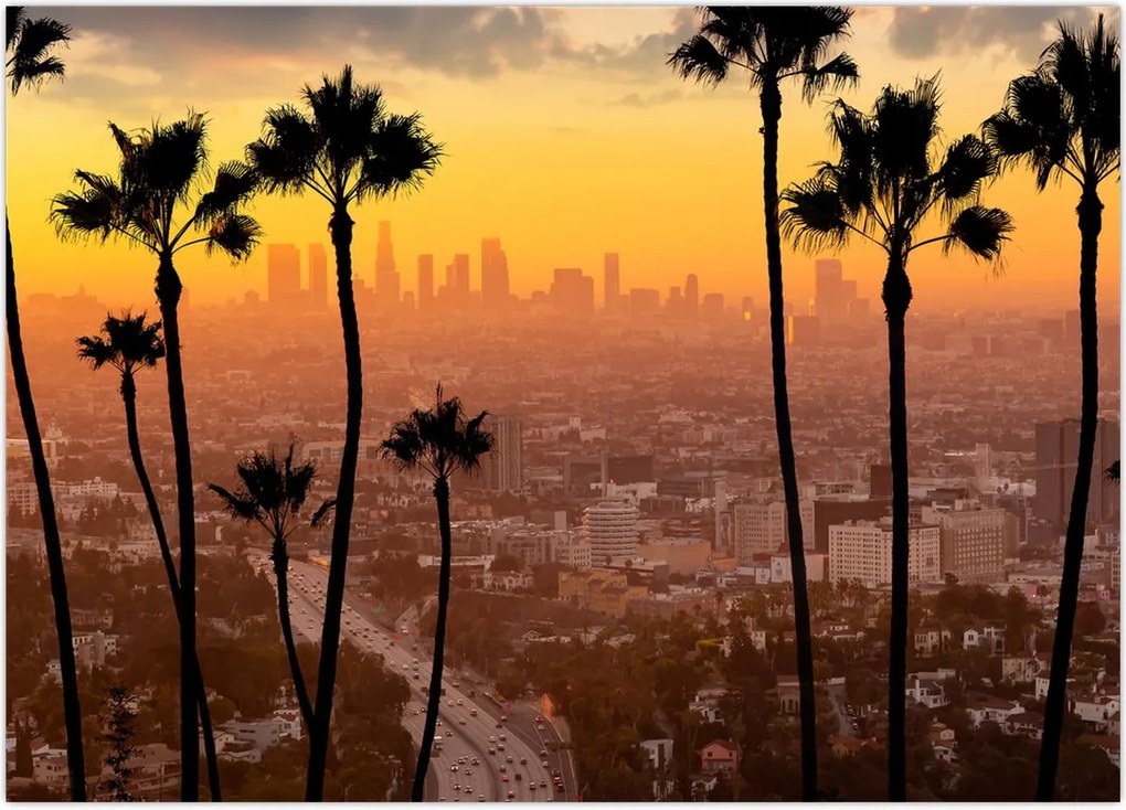 Obraz na szkle - Panorama Los Angeles (70x50 cm)