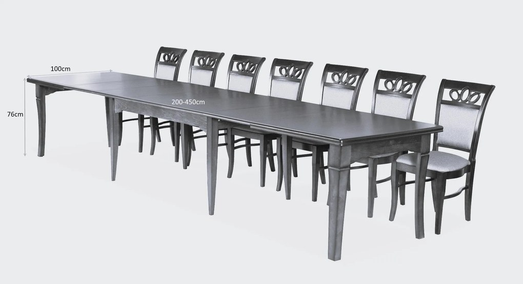 Stół rozkładany GRANDE Brązowy do Salonu Jadalni 200-450 x 100 x 76 cm, Prostokątny