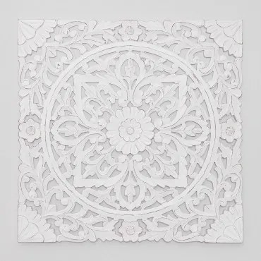 Panel Dekoracyjny Kwadratowy 90x90 Cm Z Drewna Lundi Madera Blanca - Sklum