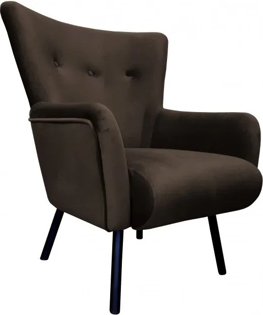 Fotel TULIP tkanina Welur noga metalowa Uszak luksusowy komfort salonu : Kolor nogi - Czarna, Kolor tkaniny - VELVET - MG05