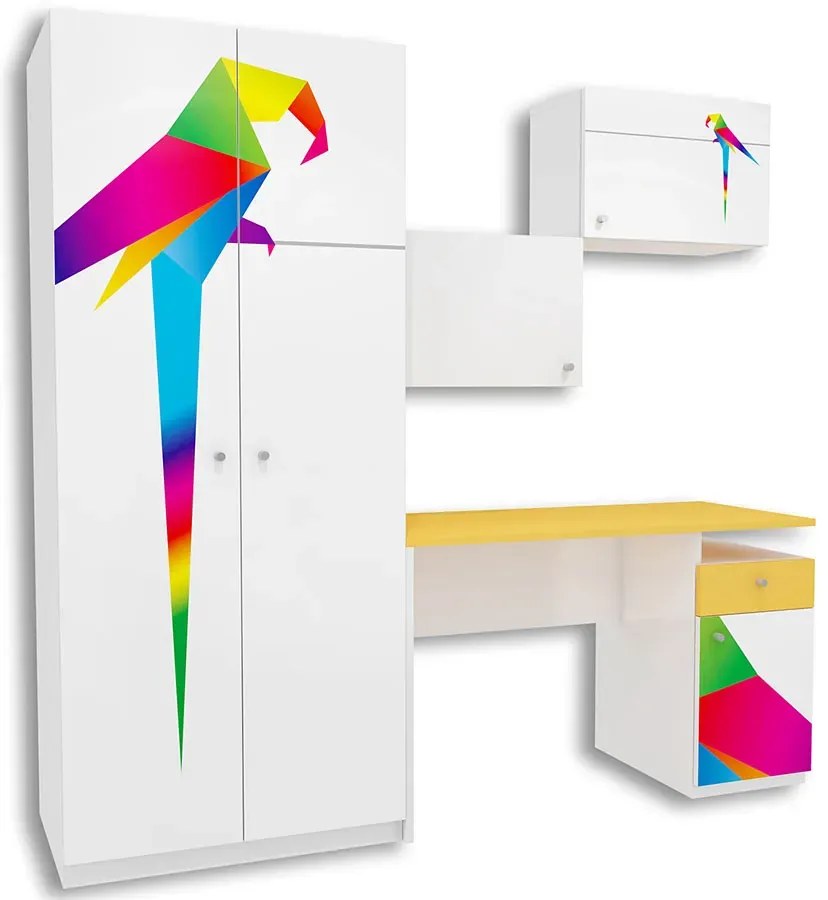 Biały komplet mebli dziecięcych z biurkiem T2-T45