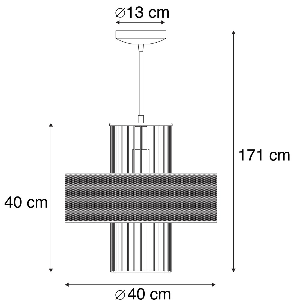 Designerska lampa wisząca złota z czarną 40 cm - TessDesignerski Oswietlenie wewnetrzne