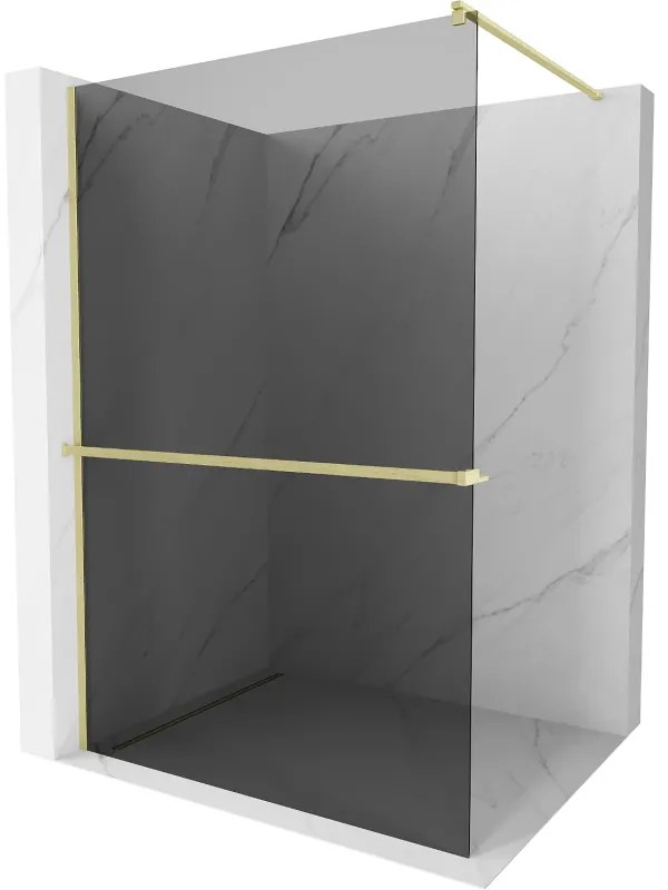 Mexen Kioto+ ścianka prysznicowa z półką Walk-in 100 x 200 cm, grafit, złota szczotkowana - 800-100-121-55-40