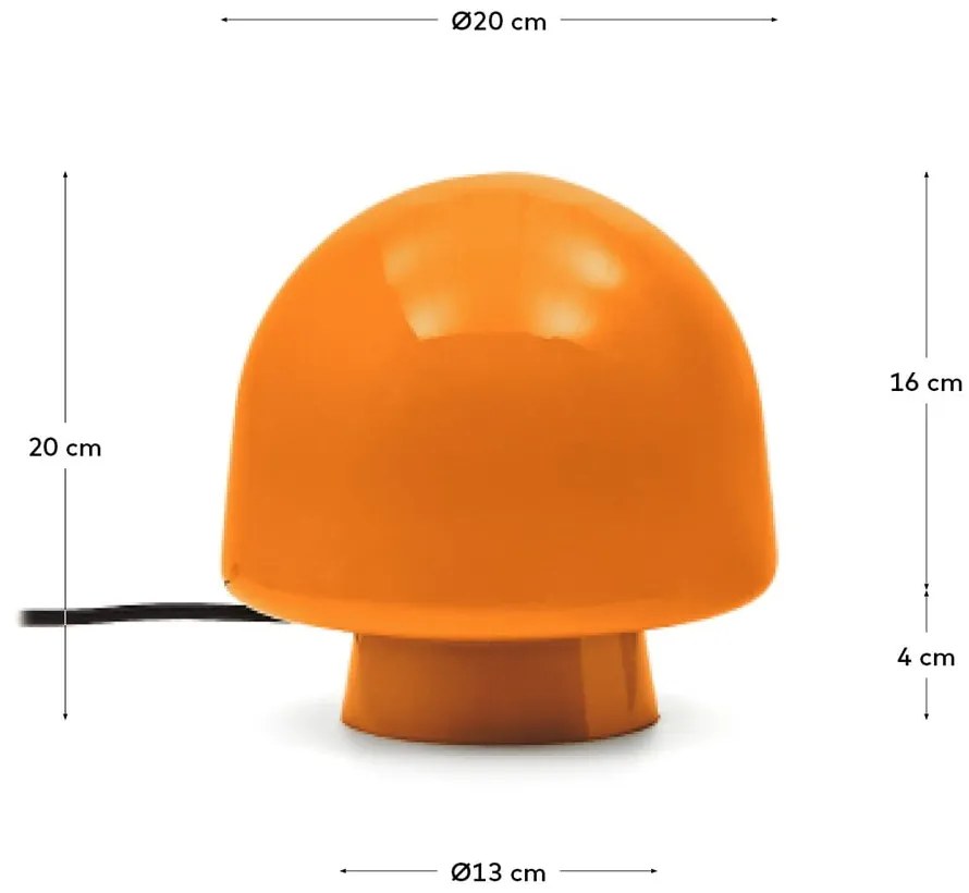 Pomarańczowa lampa stołowa ze szklanym kloszem (wysokość 20 cm) Reig – Kave Home