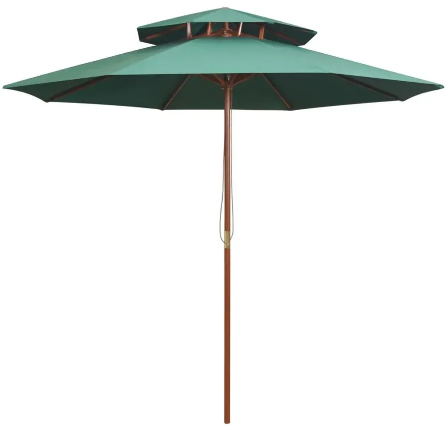 Zielony parasol do ogrodu z podwójnym daszkiem - Baldar