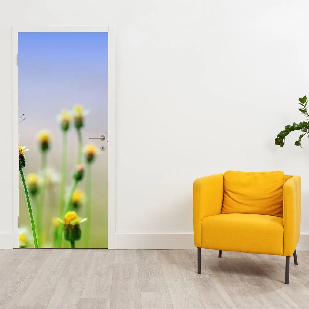 Fototapeta na drzwi - Motyle na kwiatku (95x205cm)