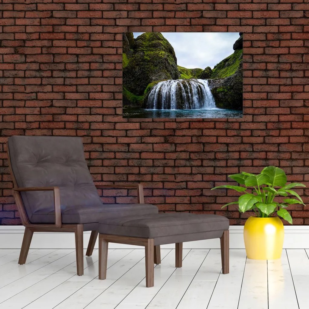 Obraz klifu z wodospadem (70x50 cm)