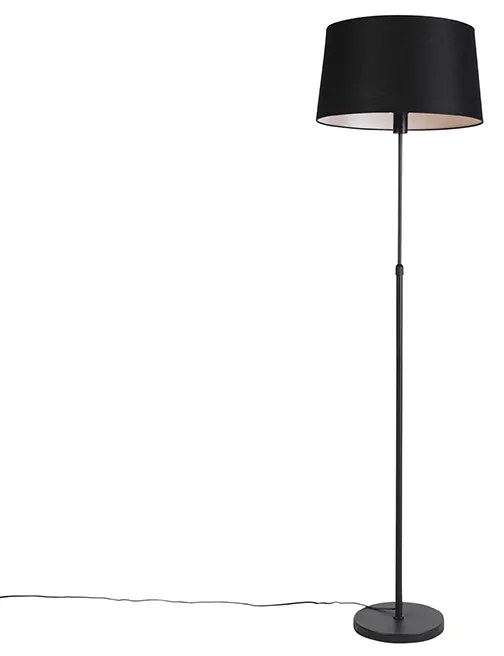 Lampa stojąca czarna z czarnym abażurem z lnu 45 cm regulowana - Parte