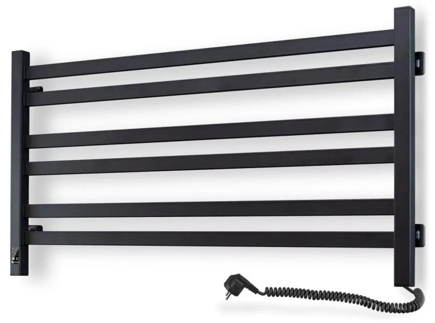 Łazienkowy grzejnik drabinkowy AVANGARD z termostatem, 316 W/230 V, 50,6 cm, IP44, czarny, prawy