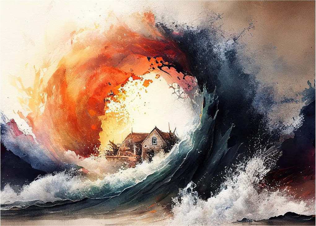 Obraz - W wirze powodzi, akwarela (70x50 cm)