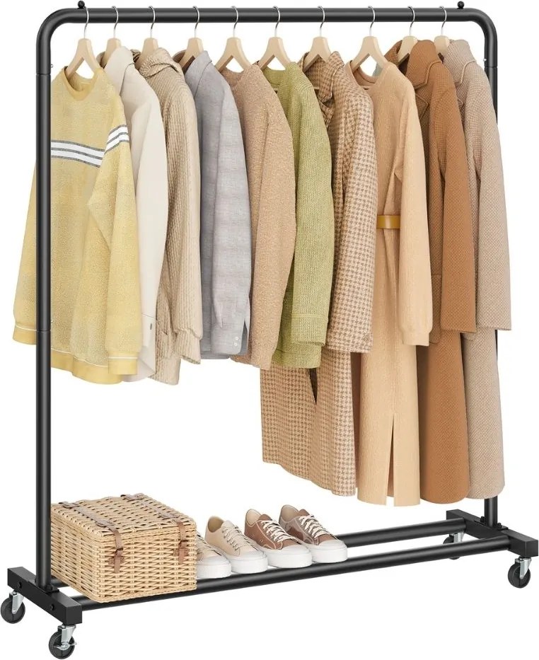 Stojak na ubrania COCO na kółkach, max. 50 kg, 38x110x141,5 cm, czarny SongmicsHome