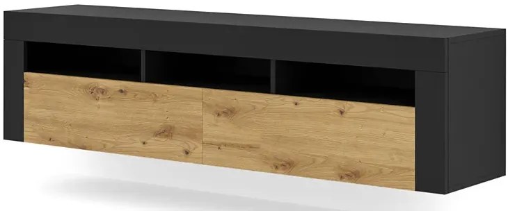 Stojąca lub ścienna szafka rtv czarny + dąb artisan - Hangis