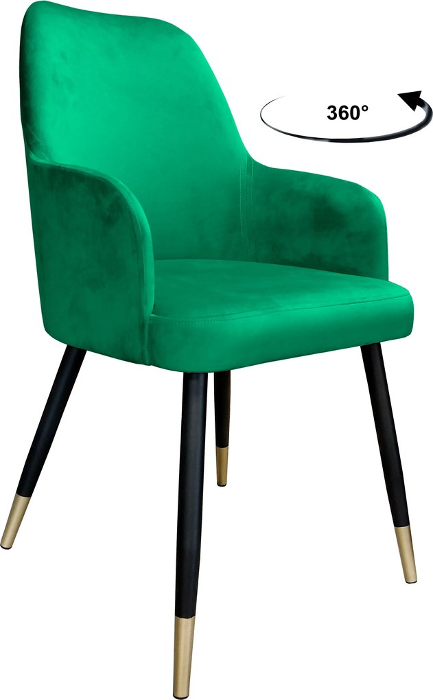 Krzesło WESTA tkanina Welur noga metalowa elegancki styl loftowy : Kolor nogi - Czano-złota stożek, Kolor tkaniny - VELVET - MG25, Typ siedziska - Siedzisko obrotowe 360°