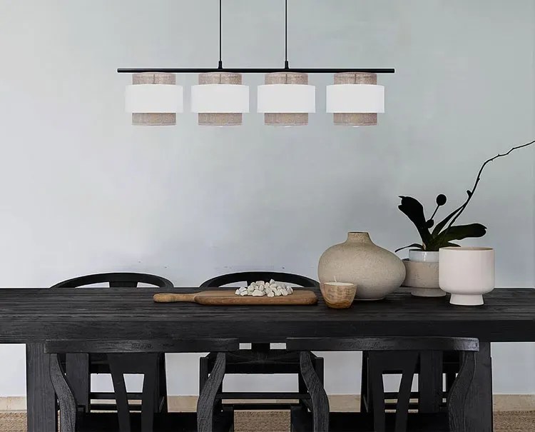 Beżowa podłużna lampa nad stół z 4 abażurami - A521 C8-P25