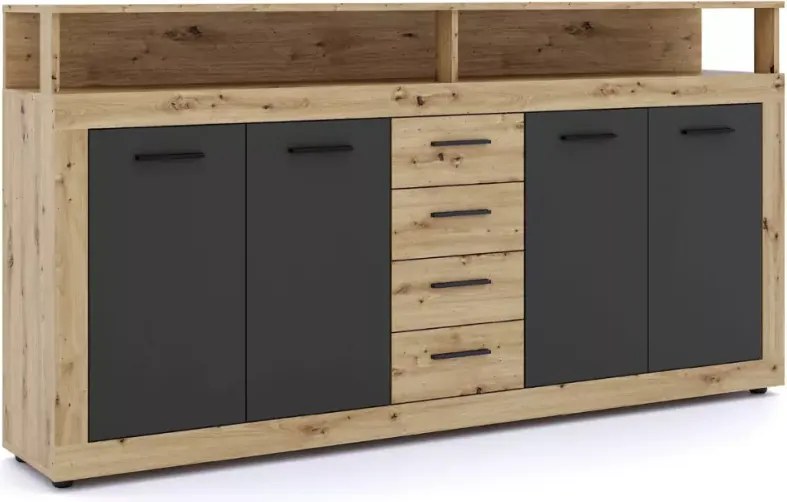 Komoda Meshmatics z szufladami i otwartymi wnękami 190cm – elegancka i pojemna