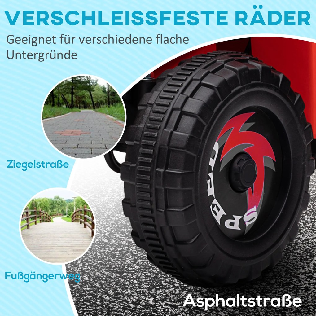 HOMCOM Elektryczny Quad dla Dzieci z Przyczepką, 2,5 km/h, do 50 Minut Jazdy, dla Dzieci 1,5-3 Lata, do 25 kg, Czerwony