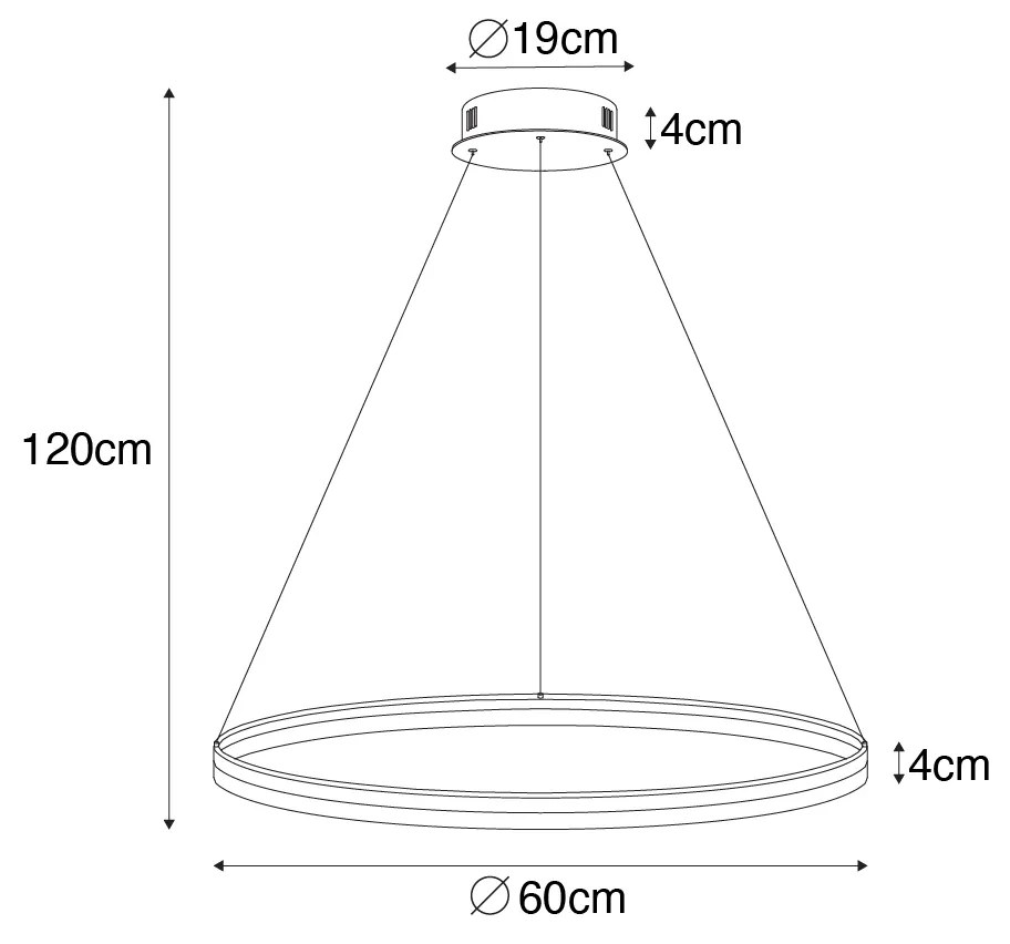 Designerska lampa wisząca brąz 60 cm z 3-stopniową regulacją ściemniania LED - Anello Nowoczesny Oswietlenie wewnetrzne