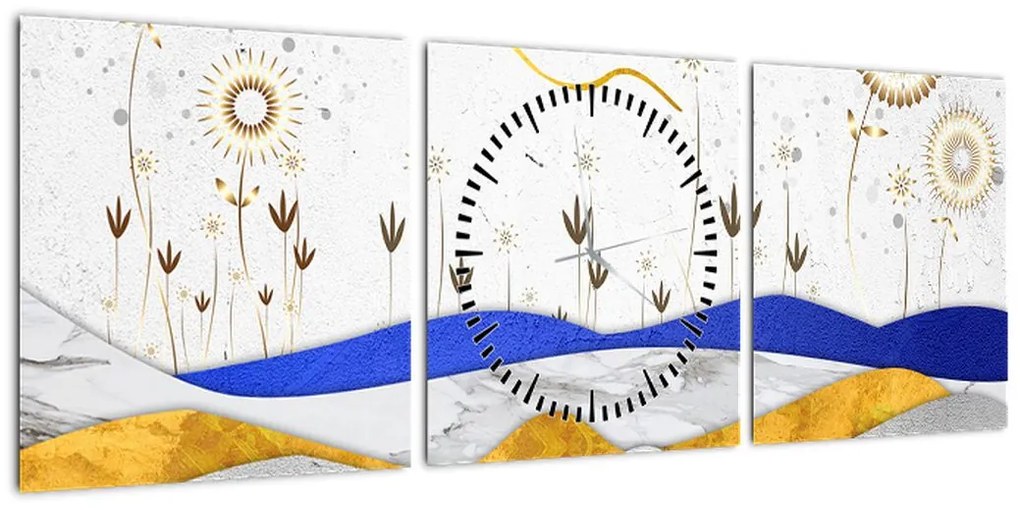 Obraz - Złote Góry (z zegarem) (90x30 cm)