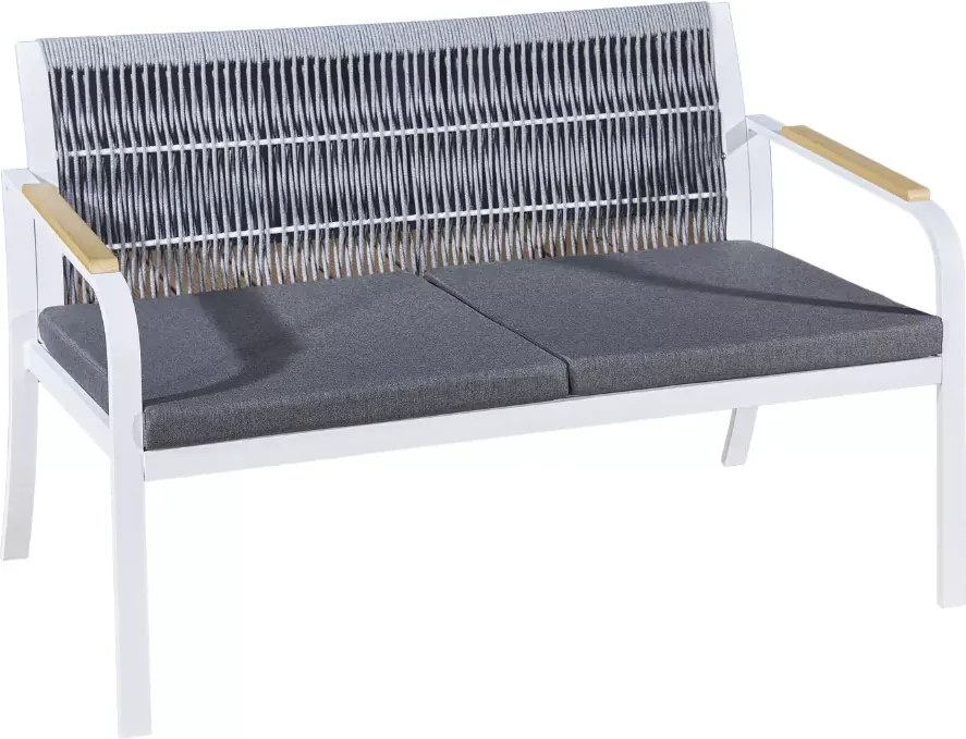 Zestaw mebli ogrodowych z aluminium Vento z plecioną liną - sofa, dwa fotele, stolik kawowy