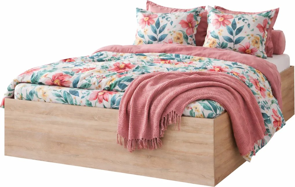 Skandynawskie łóżko z podnoszonym stelażem dąb sonoma 120x200 H0-Z71