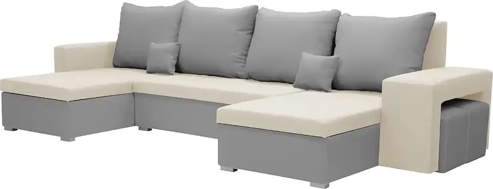 Narożnik U z funkcją spania PETRA2 Szary/Kremowy