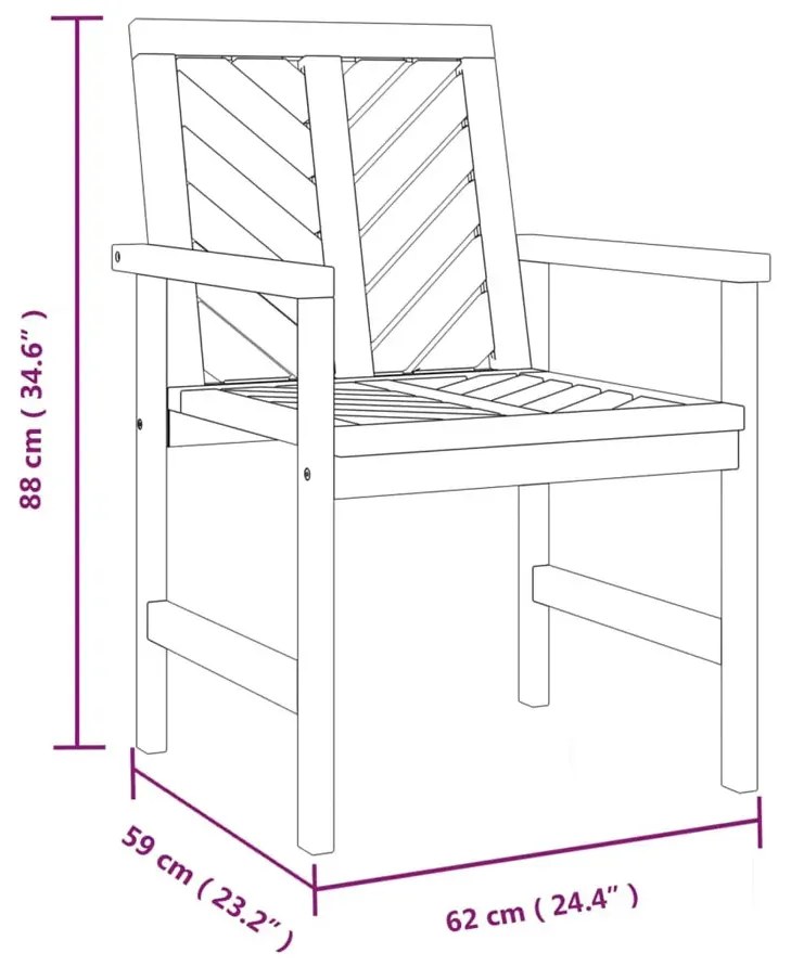 Dwa krzesła i stolik ogrodowy z drewna akacjowego - Viraso 3X