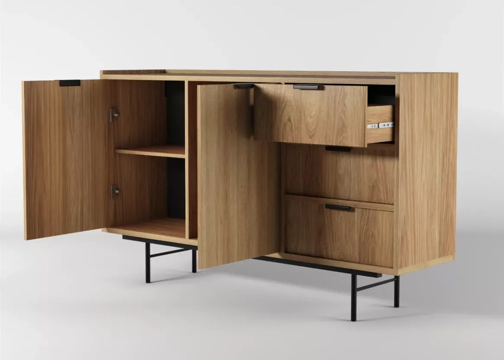 Komoda Nordell 2D3S – nowoczesna komoda z 2 drzwiami i 3 szufladami