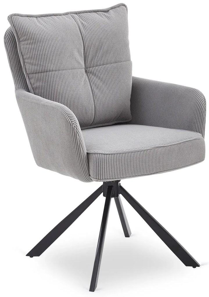 Szary fotel obrotowy sztruksowy - Herry