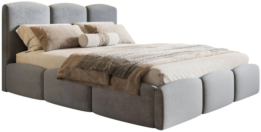 Łóżko tapicerowane z zagłówkiem i stelażem drewnianym 140x200 S6-F93