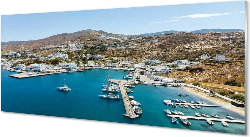 Panel Szklany Malownicze Miasto na Greckim Wybrzeżu