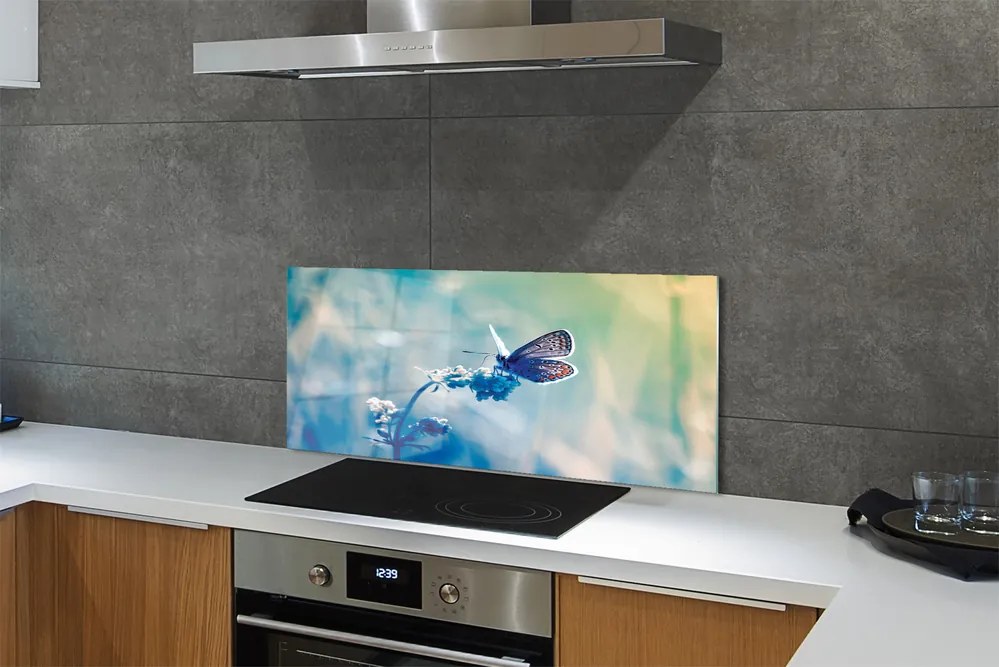 Panel Kuchenny Szklany Delikatność Barwnego Motyla