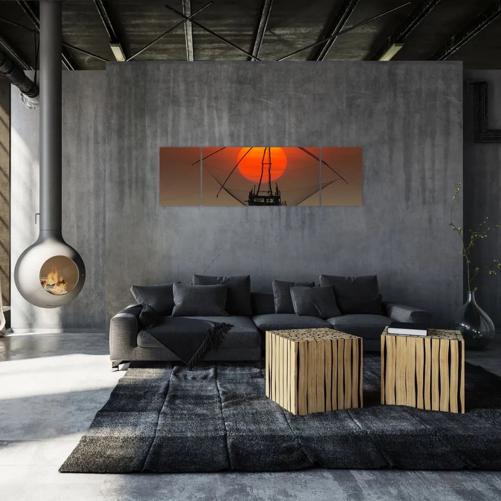 Obraz - Wschód słońca, jezioro Pakpra (170x50 cm)